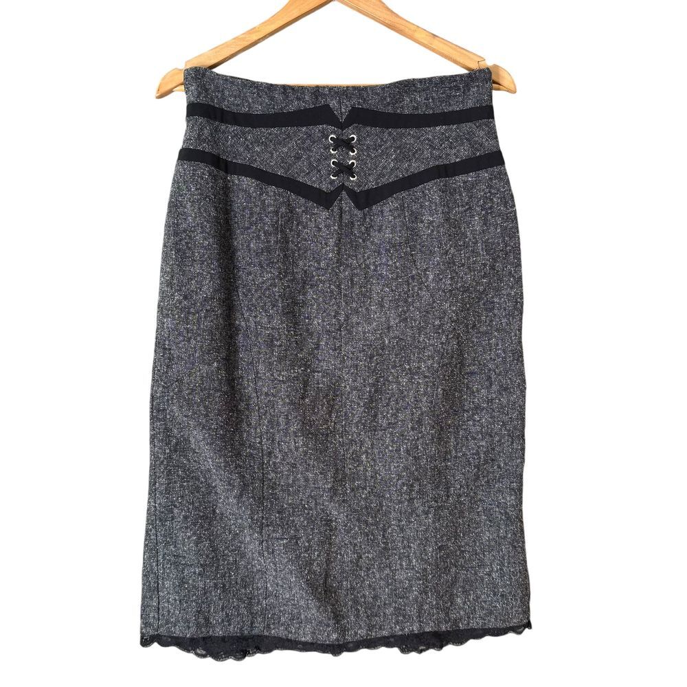 Worthington Pencil Skirt Size‎ 10 Black Pleated Floral Lace Corset Office Siren